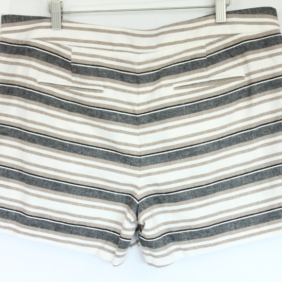 Ann Taylor Linen Shorts sz 14 women Pockets Stripe - Picture 5 of 7